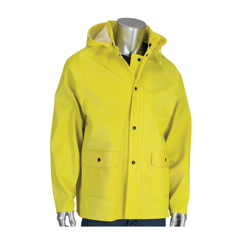 PIP 201-650J/3X Ribbed PVC Jacket w/ Hood - 0.65 mm - 3XLarge Product image for PIP 201-650J/3X Ribbed PVC Jacket w/ Hood - 0.65 mm - 3XLarge