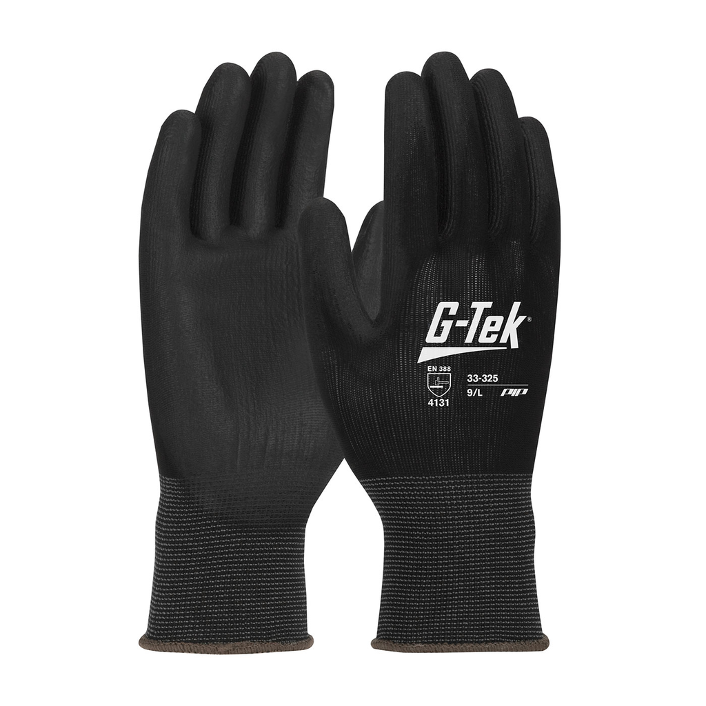 Product image for PIP 33-325/L Heavy Weight Seamless Knit Nylon Glove w/ Extra Thick Polyurethane Coated Smooth Grip on Palm Fingers - Large