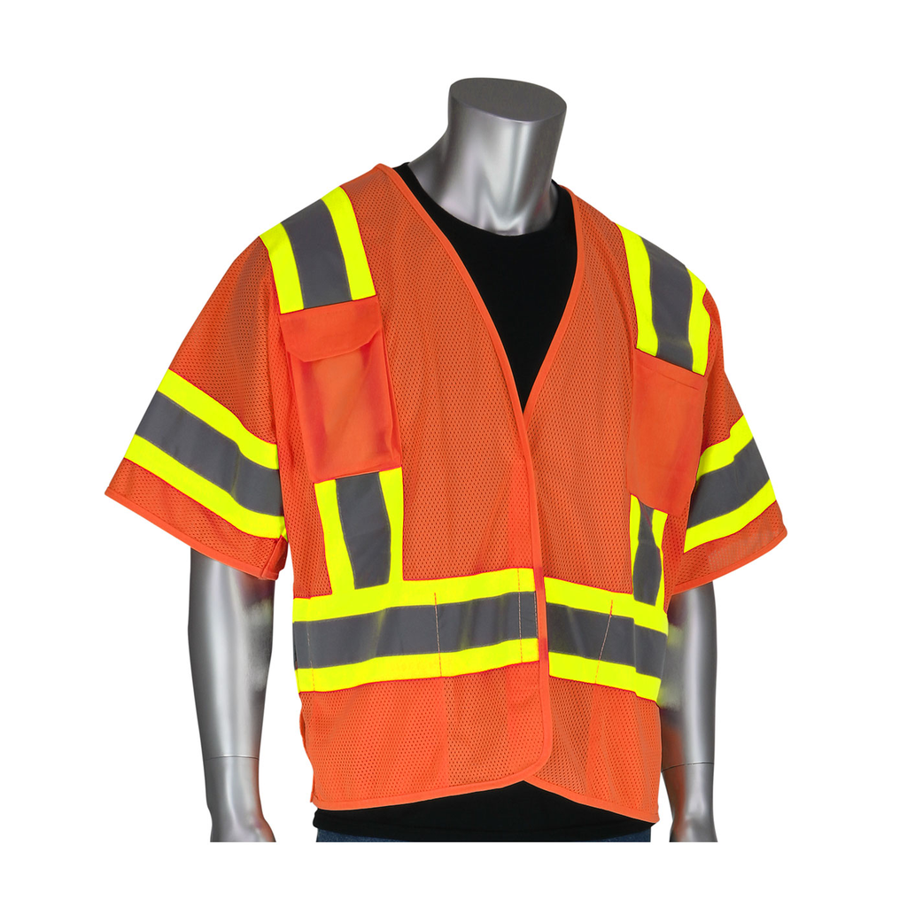 Product image for PIP 303-5PMTT-OR/2X CLASS 3 MESH BRKWY VEST, 4 POCKETS, H&L CLOSURE, TWO TONE TAPE, OR LIKELY SUBJECT TO TAX
