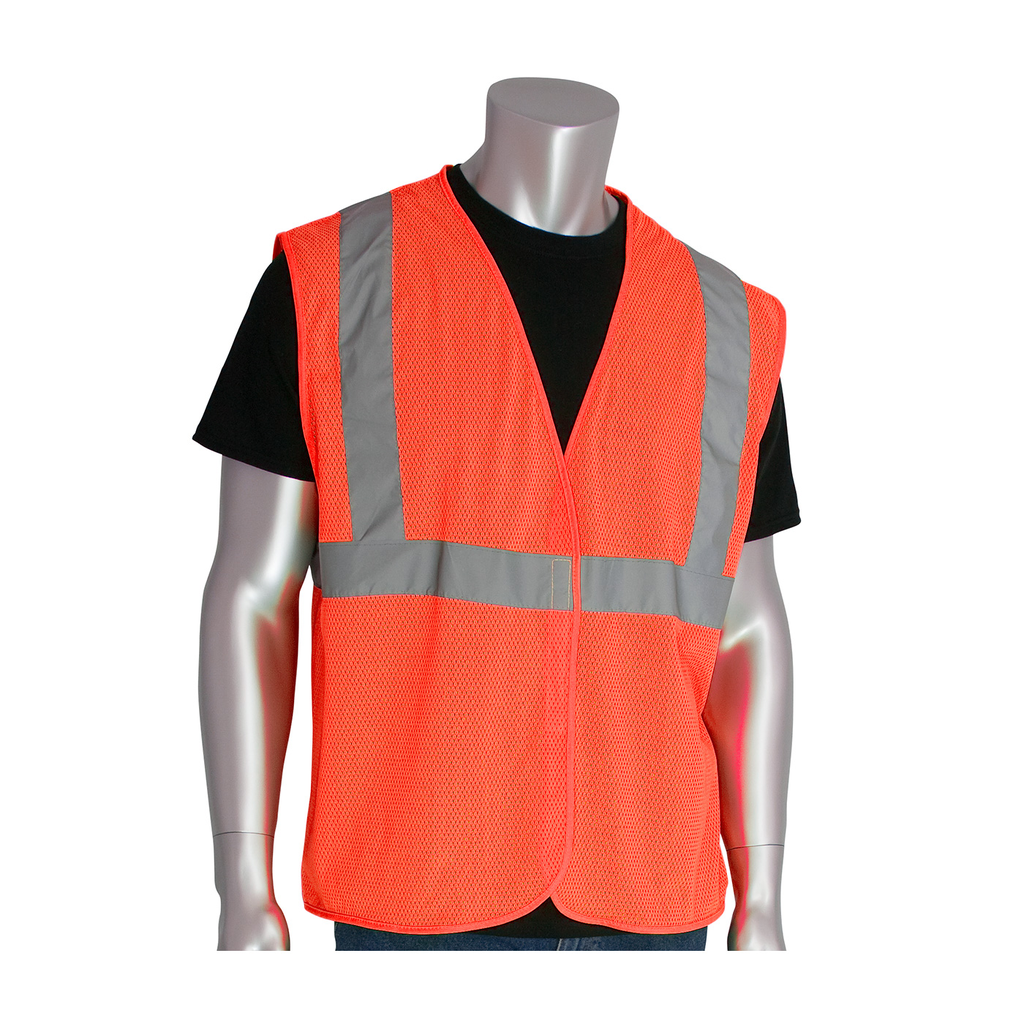 Product image for PIP 302-MVGOR-3X 3-Extra Large Orange Mesh Fabric Hook and Loop Closure Everyday Value Safety Vest