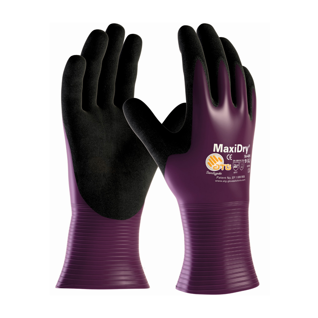 Product image for PIP 56-426/L MaxiDry® Ultra Lightweight Nitrile Glove, Fully Dipped w/Seamless Knit Nylon, Lycra Liner, Non-Slip Grip - Large