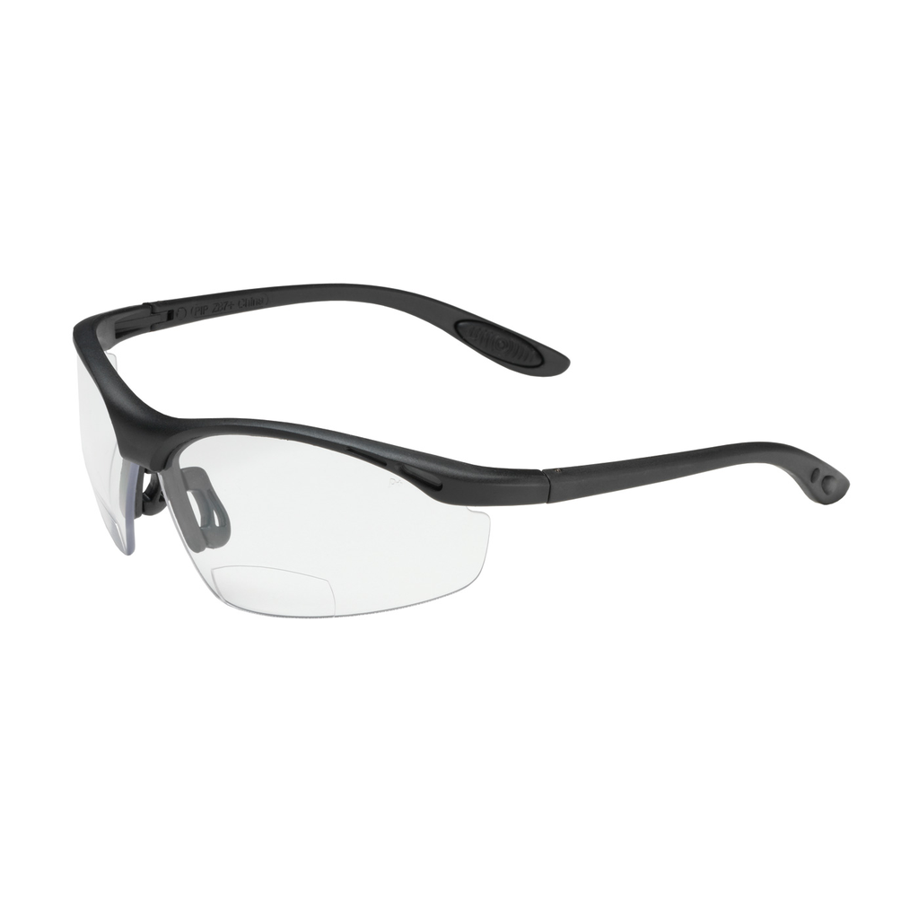 Product image for PIP 250-25-0025 Semi-Rimless Safety Readers w/ Black Frame, Clear Lens and Anti-Scratch Coating - +2.50 Diopter