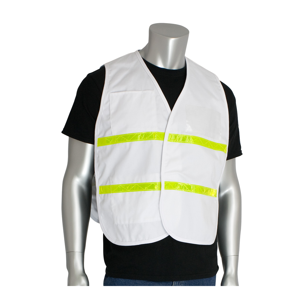 Product image for PIP 300-1511/2X-3X NON-ANSI IC VEST, WHT, POLYESTER, H&L CLOSURE, 1IN. WHITE GLOSS TAPE LIKELY SUBJECT TO TAX