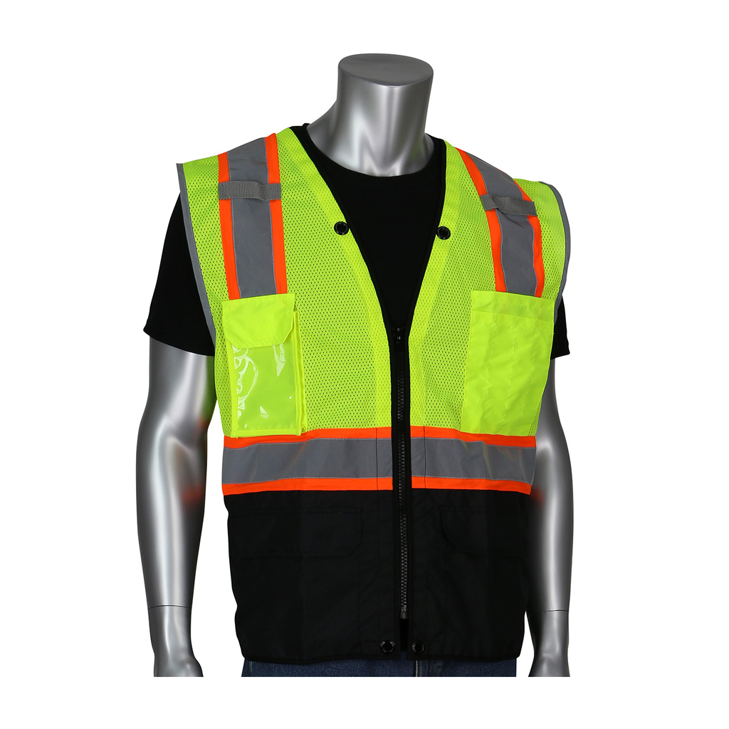 Product image for PIP 302-0650D-LY/XL TYPE R CLASS 2 HD SURVEYOR VEST BLACK BOTTOM RIPSTOP TT TAPE LY