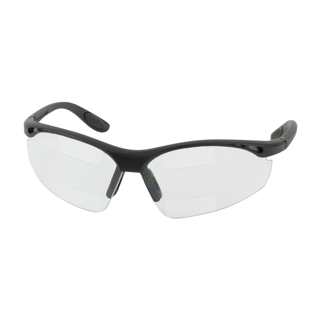 Product image for PIP 250-25-2020 Semi-Rimless Safety Readers w/ Black Frame, Clear Lens and Anti-Scratch / Anti-Fog Coating - Dual +2.00 Diopter
