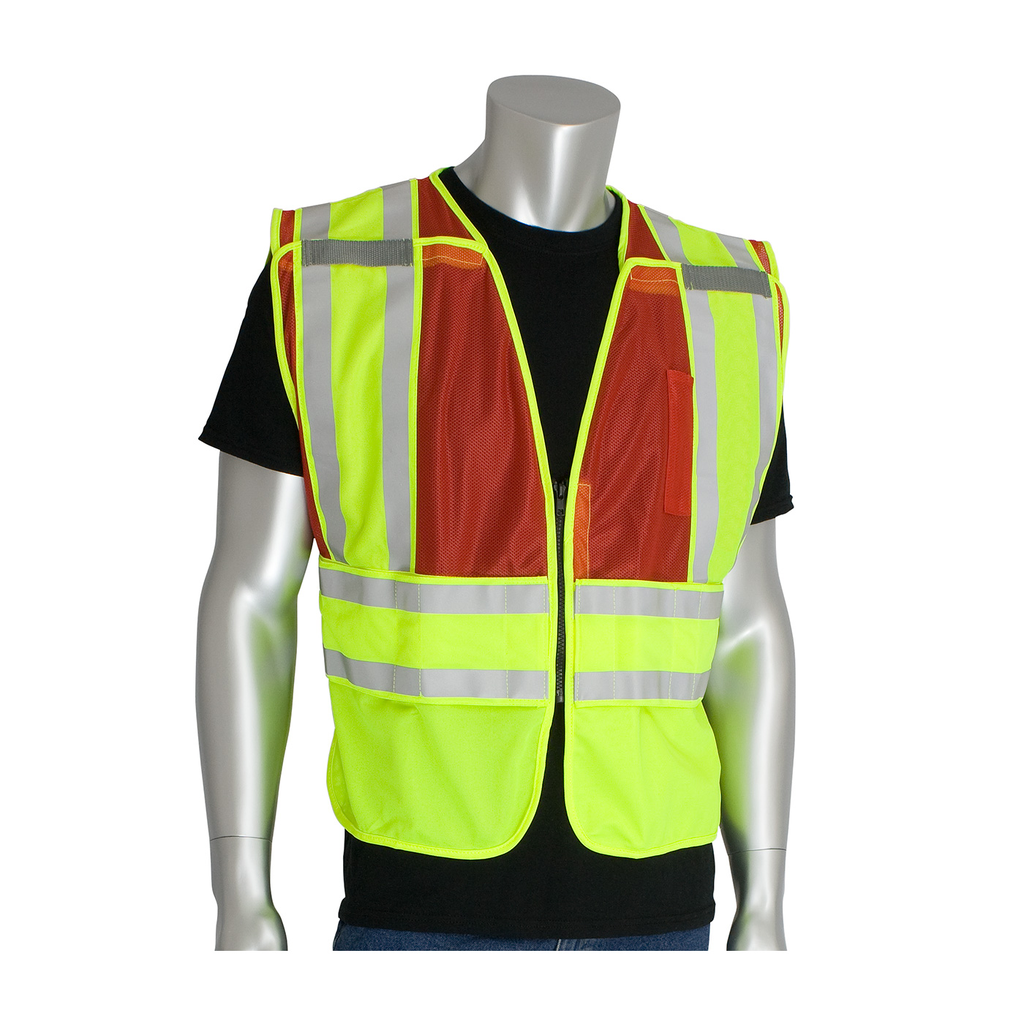 Product image for PIP 302-PSV-RED-NL-MD/XL ANSI 207 PSV VEST, NO LOGO, BRKWY, ZIPPER CLOSURE, 2X1IN. REFLEC. RED LIKELY SUBJECT TO TAX