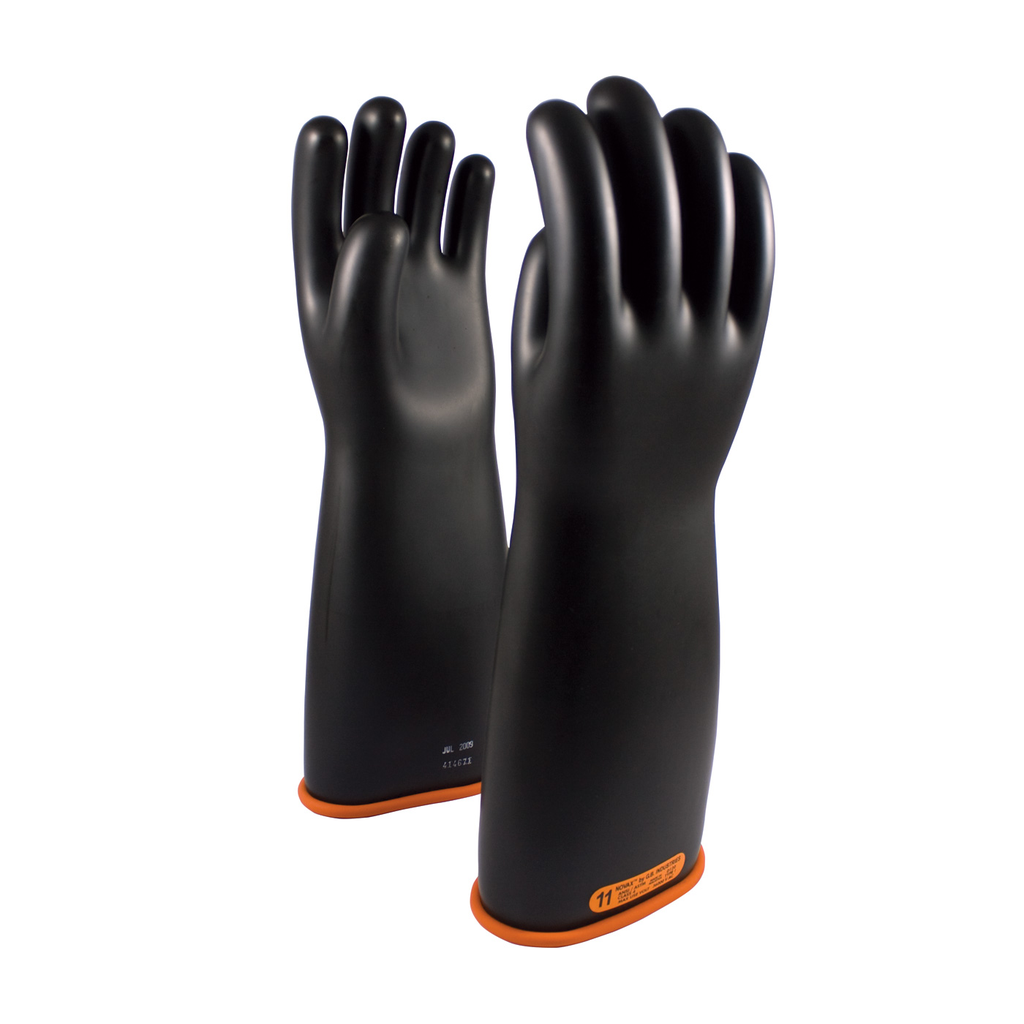 Product image for PIP 155-4-18/10 NOVAX&#174; Rubber Electrical Insulating Gloves, Class 4, 18", Straight Cuff, Black/Orange - Size 10