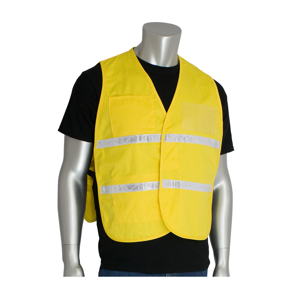 Product image for PIP 300-1510/M-XL NON-ANSI IC VEST, YLW, POLYESTER, H&L CLOSURE, 1IN. WHITE GLOSS TAPE LIKELY SUBJECT TO TAX