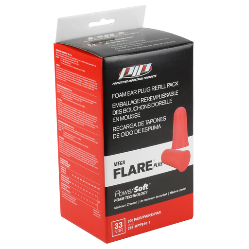 Product image for PIP 267-HPF910-1 DISPENSER REFILL PACK, MEGA FLARE EAR PLUGS HPF810, 33 DB, 200/BOX LIKELY SUBJECT TO TAX