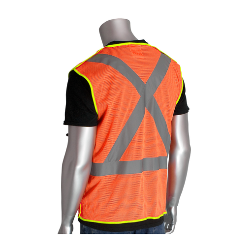 Product image for PIP 302-0210-OR/L CLASS 2 Z96 MESH BREAKAWAY VEST X BACK HL CLOSURE 2IN. TAPE OR