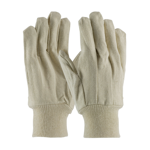 Economy Grade Cotton/Polyester Canvas Single Palm Glove - Knit Wrist, Natural, MENS