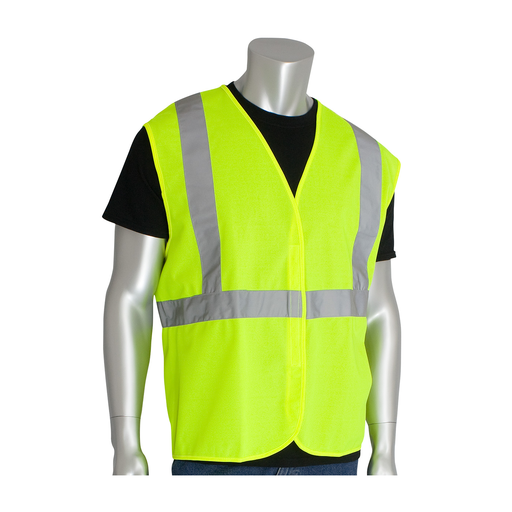 Product image for PIP 302-WCENGLY-L CLASS 2 SOLID VEST NO POCKET HL CLOSURE 2IN. TAPE LY