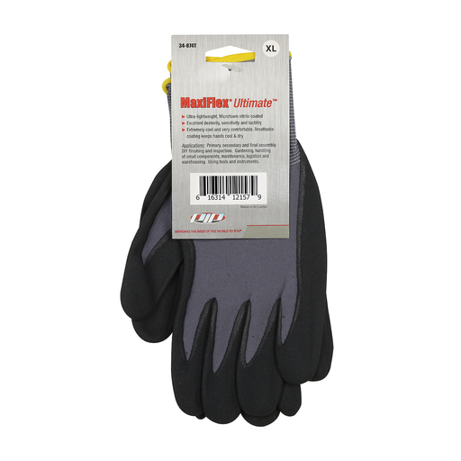 Product image for PIP 34-874T/S MAXIFLEX ULTIMATE, 15G GRAY NYLON SHELL, BLACK NITRILE GRIP, TAGGED LIKELY SUBJECT TO TAX