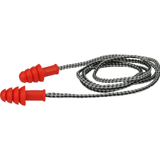 Product image for PIP 267-HPR410C 4-FLANGE EAR PLUG, CORDED, 27 NRR, ORANGE TPR W/ TEXTILE CORD, 100/BOX LIKELY SUBJECT TO TAX