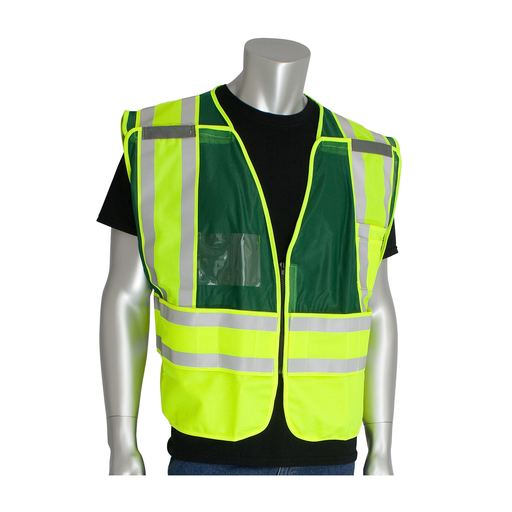 Product image for PIP 302-PSV-GRN-M/XL ANSI 207-2006 PUBLIC SAFETY VESTS - GREEN NO LOGO CLEAR POCKETS