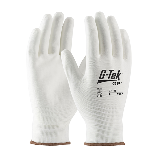Product image for PIP 33-125/XS G-TEK GP, WHITE 13G NYLON SHELL, WHITE PU COATED SMOOTH GRIP LIKELY SUBJECT TO TAX
