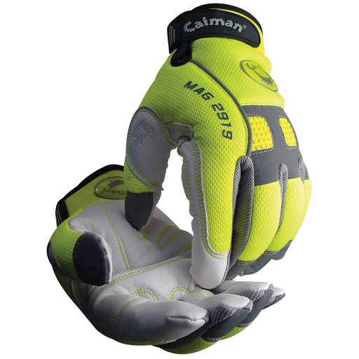 Multi-Activity Glove with White Goat Grain Leather Padded Palm and Hi-Vis AirMesh™ Back - Heatrac® III Insulation, Hi-Vis Yellow, 2XL