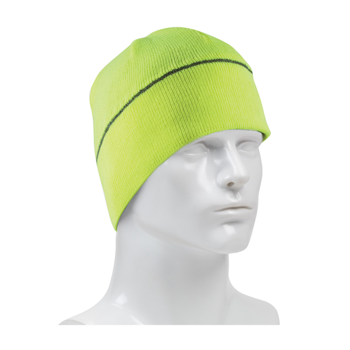 Product image for PIP 360-BEANNIE Lime Yellow Knit Winter Reflective Stripe Beannie Cap