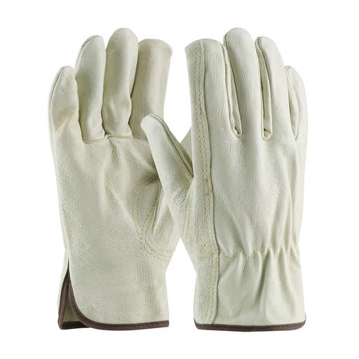 Premium Grade Top Grain Pigskin Leather Drivers Glove - Keystone Thumb, Natural, L