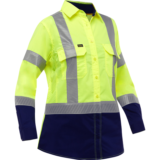 Protective Industrial Products 313W6491H-YN/S Women's Hi-Vis Long Sleeve Work Shirt, Size S, ANSI Class 2