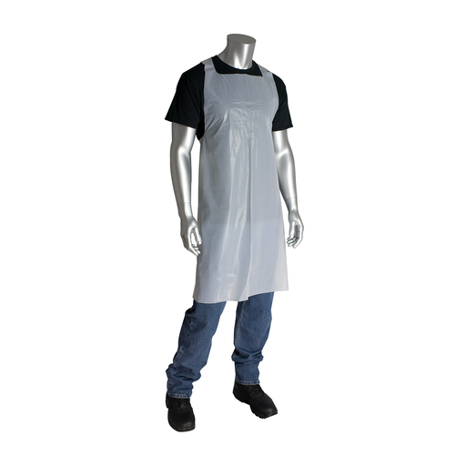 Product image for PIP 200-06002 APRONS, WHITE POLYETHYLENE, 1.25 MIL, EMBOSSED, 28IN.46IN. LIKELY SUBJECT TO TAX