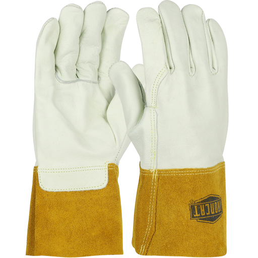 Premium Top Grain Cowhide Leather MIG Welder's Glove with Kevlar® Stitching - 4" Gauntlet Cuff, Natural, S