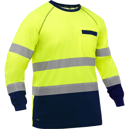 ANSI Type R Class 3 Long Sleeve Shirt with Navy Bottom, Hi-Vis Yellow, L