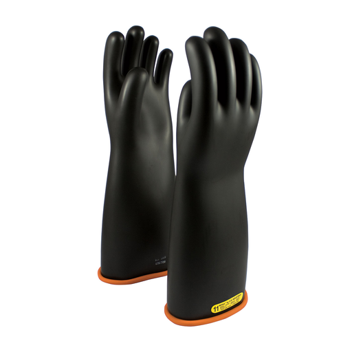 Product image for PIP 155-2-18/10 NOVAX® Rubber Electrical Insulating Gloves, Class 2, 18", Straight Cuff, Black/Orange - Size 10