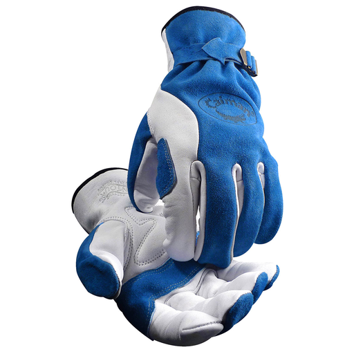 Premium Top Grain Cowhide Leather Drivers Glove with Split Cowhide Back - Keystone Thumb, Blue, XL
