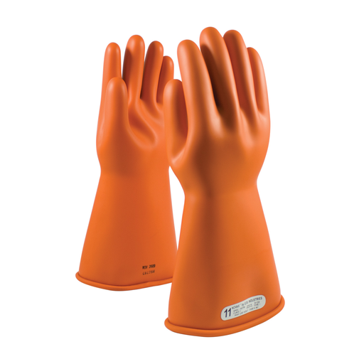 Product image for PIP 147-1-14/8 NOVAX® Rubber Electrical Insulating Gloves, Class 1, 14", Straight Cuff, Orange - Size 8