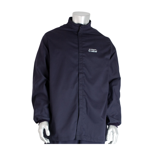 Product image for PIP 9100-21782/XL 12 CAL FR JACKET 9OZ COTTON NFPA 70E/ASTM F1506 NAVY
