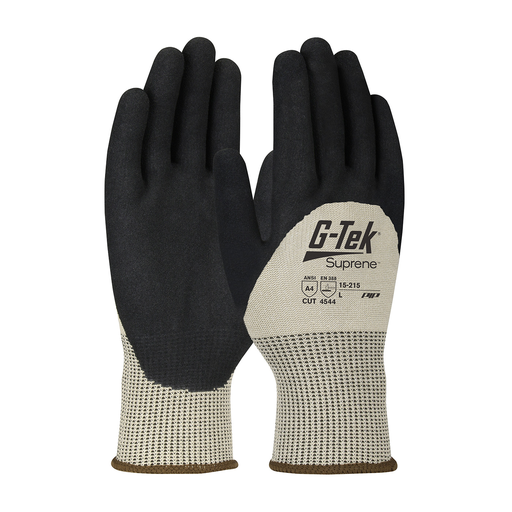 Seamless Knit Suprene™ Blended Glove with Nitrile Coated MicroSurface Grip on Palm, Fingers & Knuckles, Tan, L