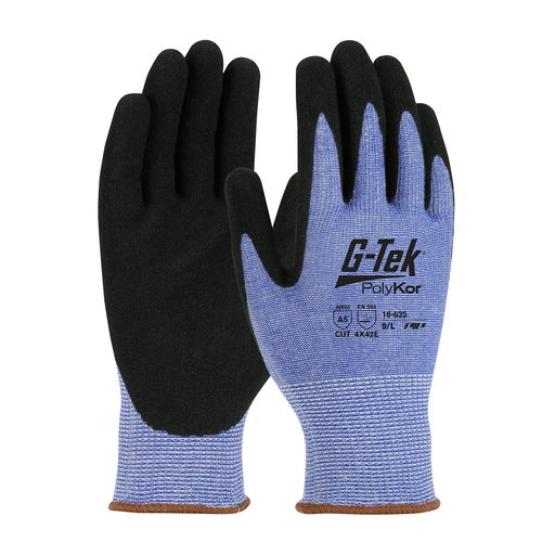 Product image for PIP 16-635/L Seamless Knit PolyKor® Blended Glove w/ Nitrile Coated MicroSurface Grip on Palm Fingers - Large