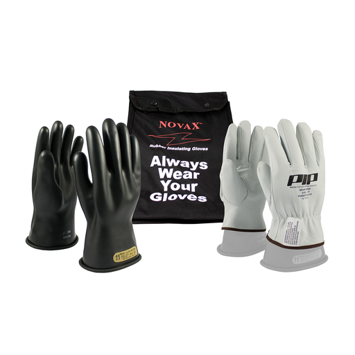 Product image for PIP 150-SK-00/9-KIT NOVAX, INSULATING GLOVE KIT, CLASS 00, 11 IN., BLK., STRAIGHT CUFF LIKELY SUBJECT TO TAX