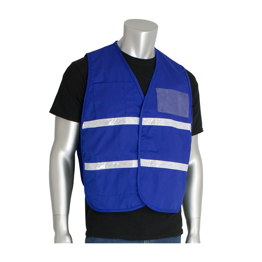 Product image for PIP 300-2504/M-XL NON-ANSI IC VEST, ROY, POLY/COTTON H&L CLOSURE, 1IN. WHITE GLOSS TAPE LIKELY SUBJECT TO TAX