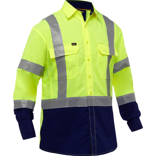 Protective Industrial Products 313M6491H-YN/L Hi-Vis Class 3 Long Sleeve Work Shirt, Size L, UPF 50+, Ventilated Back