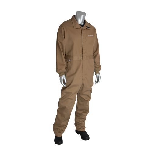 Product image for PIP 9100-2100D/2X 8 CAL FR DUAL CERT. 7OZ. COVERALL, VENTED BACK, NFPA 70E & 2112, TAN LIKELY SUBJECT TO TAX