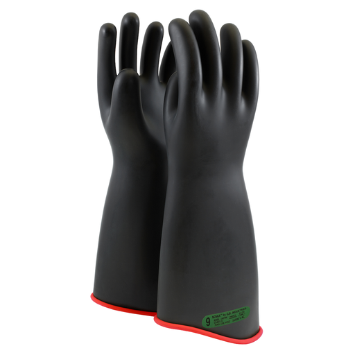 Product image for PIP 162-3-18/10.5 NOVAX® Rubber Electrical Insulating Gloves, Class 3, 18", Contour Cuff, Black/Red - Size 10.5