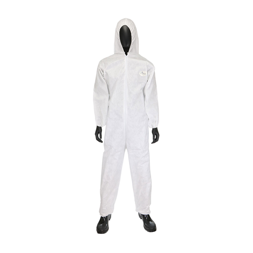 PosiWear M3 Coverall with Hood, Elastic Wrists & Ankles 50 gsm, White, L
