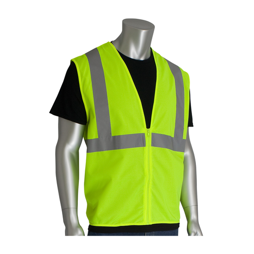 Product image for PIP 302-WCENGZLY-XL CLASS 2, ECONOMY SOLID VEST, ZIPPER CLOSURE, NO POCKETS, LIME YELLOW
