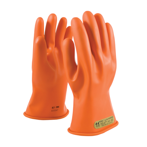 Product image for PIP 147-00-11/8 NOVAX® Rubber Electrical Insulating Gloves, Class 00, 11", Straight Cuff, Orange - Size 8