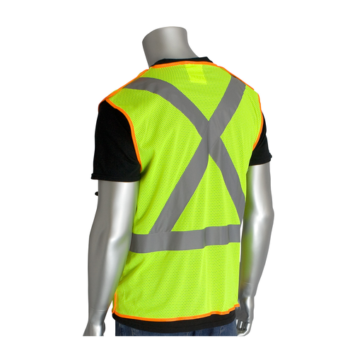 Product image for PIP 302-0210-LY/5X CLASS 2 Z96 MESH BREAKAWAY VEST X BACK HL CLOSURE 2IN. TAPE LY