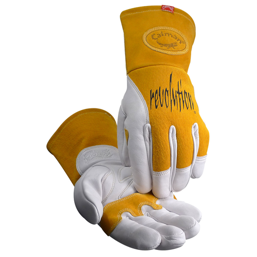 Premium Cow Grain MIG/Stick Welder's Glove with Two-Layer Insulated Back, Gold, L