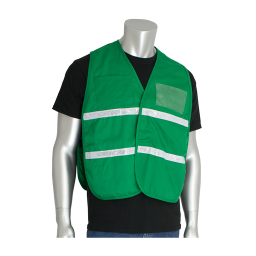 Product image for PIP 300-1505/M-XL NON-ANSI IC VEST K.GRN POLYESTER HL CLOSURE 1IN. WHITE GLOSS TAPE
