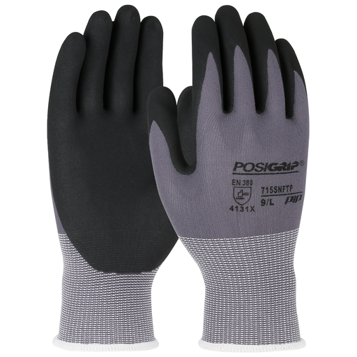 Premium Seamless Knit Nylon/Spandex Glove with Nitrile Coated Foam Grip on Palm & Fingers, Gray, XL