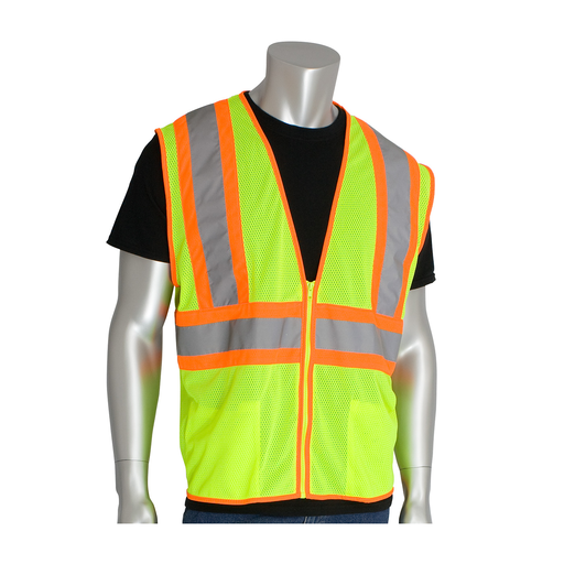 ANSI Type R Class 2 Value Two-Tone Mesh Vest, Hi-Vis Yellow, M