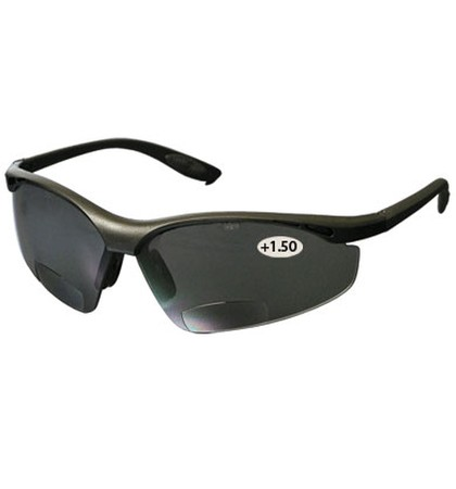Product image for PIP 250-25-0115 Semi-Rimless Safety Readers w/ Black Frame, Gray Lens and Anti-Scratch Coating - +1.50 Diopter
