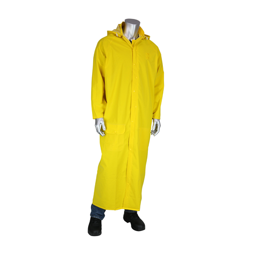 Premium 60" Duster Raincoat with Limited Flammability - 0.35 mm, Yellow, XL