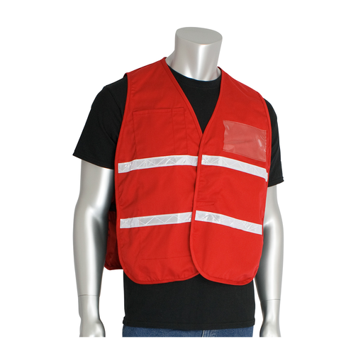 Product image for PIP 300-2508/M-XL NON-ANSI IC VEST RED POLY/COTTON HL CLOSURE 1IN. WHITE GLOSS TAPE