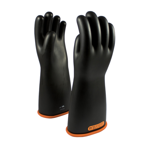 Product image for PIP 155-4-16/12 NOVAX® Rubber Electrical Insulating Gloves, Class 4, 16", Straight Cuff, Black/Orange - Size 12